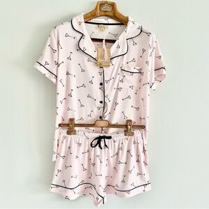 Women's Soft Pink Martini Print Pajama Set